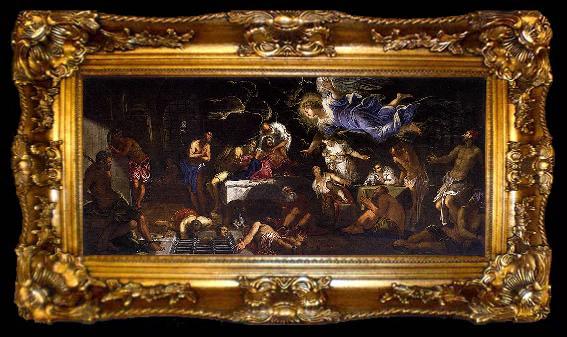 framed  Jacopo Tintoretto St Roch in Prison Visited by an Angel, ta009-2